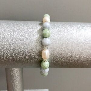 Cultured pearl, crystal, & stone bracelet